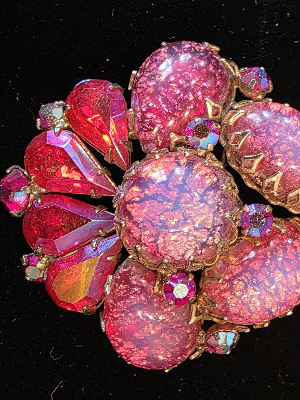 Sparkling Pink Cluster Floral Brooch
